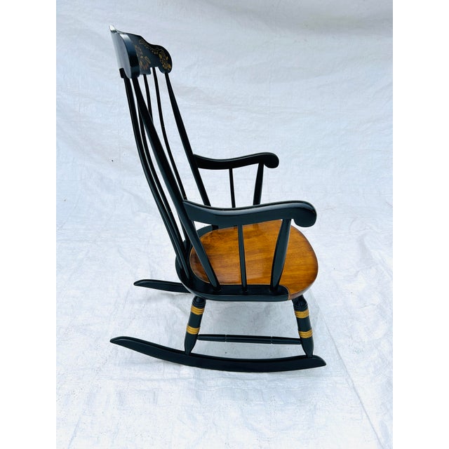 American 1980s Nichols & Stone Black Stenciled Rocler For Sale - Image 3 of 6