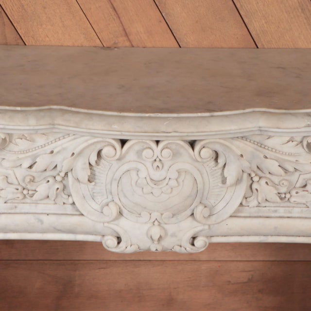 Antique Marble Fireplace Mantel - French Rococo Style Pure White Marble, C. 1840 For Sale - Image 4 of 7