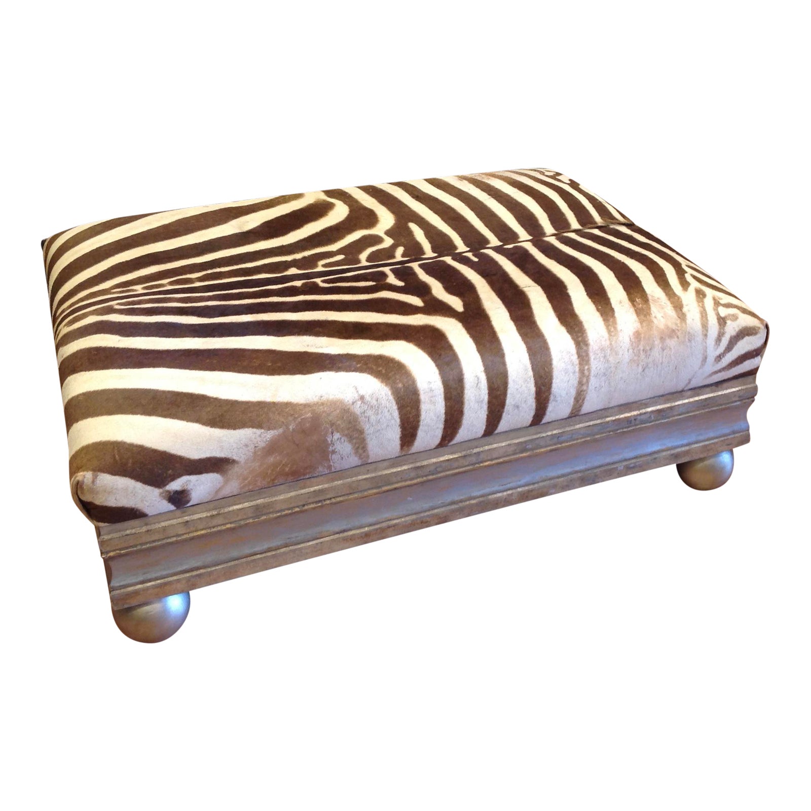 Enormous Zebra Hide Ottoman Chairish