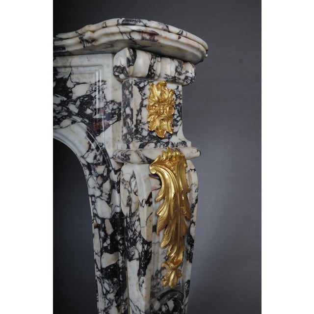 20th Century French Marble Fireplace with Gilded Bronze For Sale - Image 14 of 18