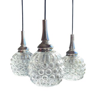 Mid-Century Space Age German Cascading Glass Three Lights Chandelier by Hustadt-Leuchten, 1960s For Sale