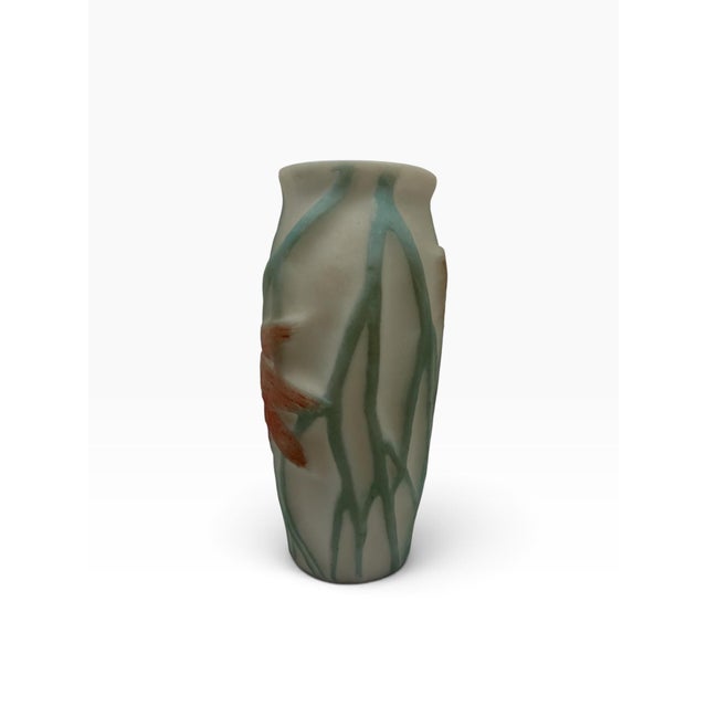 1920s Antique 1920s Consolidated Glass "Screech Owl" Molded Satin Glass Vase For Sale - Image 5 of 7
