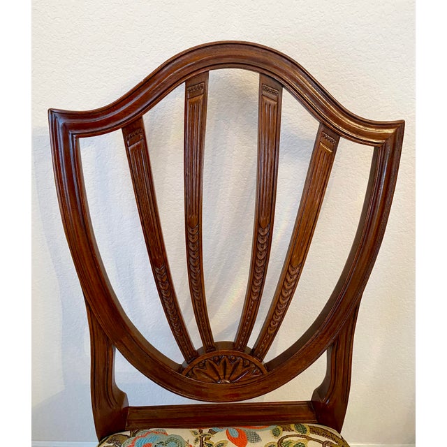 Baker Furniture Company Late 20th Century Baker Historic Charleston Collection Set of Eight Carved Shield-Back Chairs For Sale - Image 4 of 18