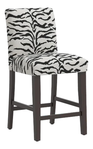 Counter Stool in Linen Zebra Cream Black