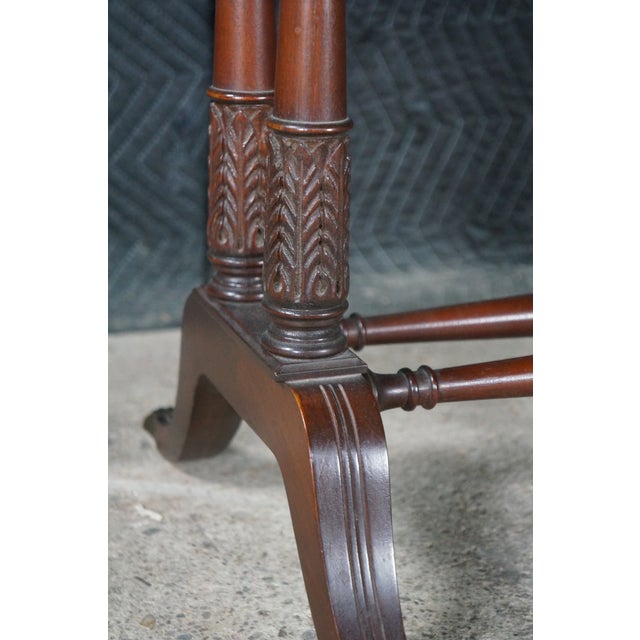 1940s Imperial Duncan Phyfe Regency Mahogany Tooled Leather Coffee Cocktail Table For Sale - Image 6 of 18