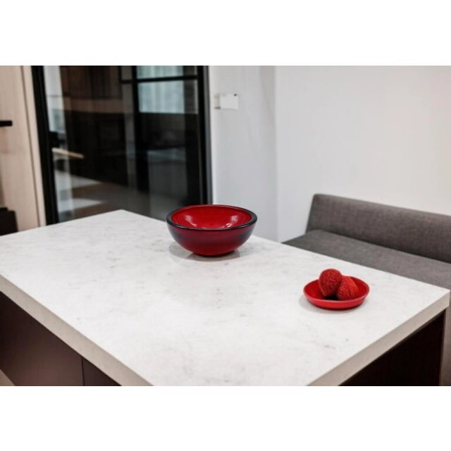 1970s Midcentury Modern Ruby Red Murano Glass Bowl, 1970s For Sale - Image 5 of 7