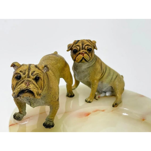 Bronze Bulldogs on Onyx Base attributed to Vrai, France, 1920s For Sale - Image 6 of 12