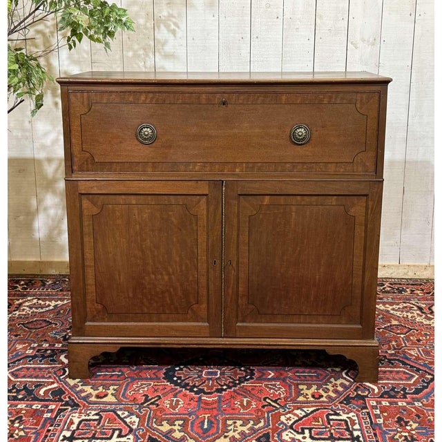 19th Century English Mahogany Secretary Chest of Drawers, 1890s For Sale - Image 3 of 18