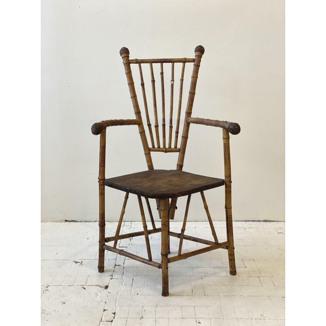Antique Mottled Bamboo Corner Chair, Circa Late 19th Century Chairish
