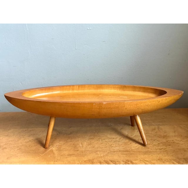 Camel Vintage Mid-Century Modern Wood Bowl For Sale - Image 8 of 12