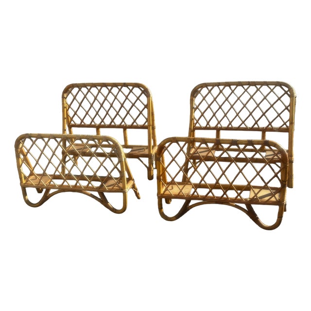 Vintage Single Rattan Beds, 1970s, Set of 2 For Sale
