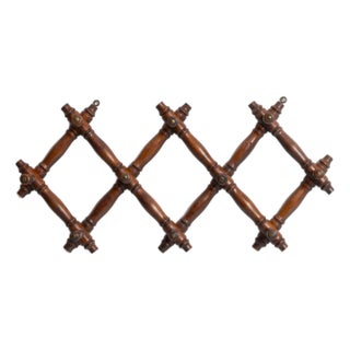 Early 20th Century French Faux Bamboo Wooden Coat Hanger Rack For Sale