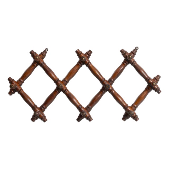 Early 20th Century French Faux Bamboo Wooden Coat Hanger Rack For Sale
