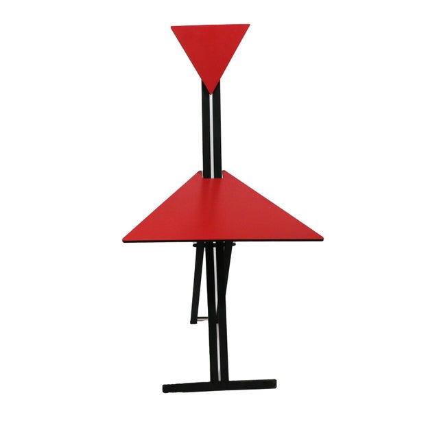 1980s Postmodern Folding Chairs With Triangular Red Seats, Set of Four Circa 1985 Italy For Sale - Image 5 of 17