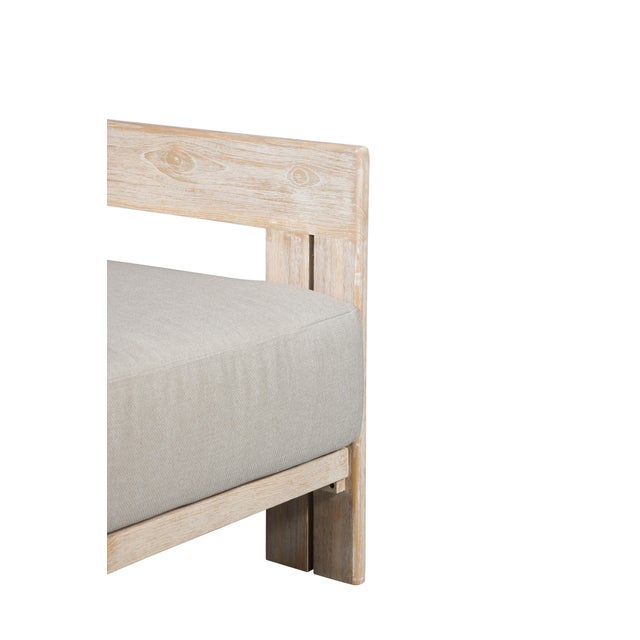 Paradiso Outdoor Solid Teak Wood Chair Natural Look - Grey Fabric For Sale - Image 4 of 9