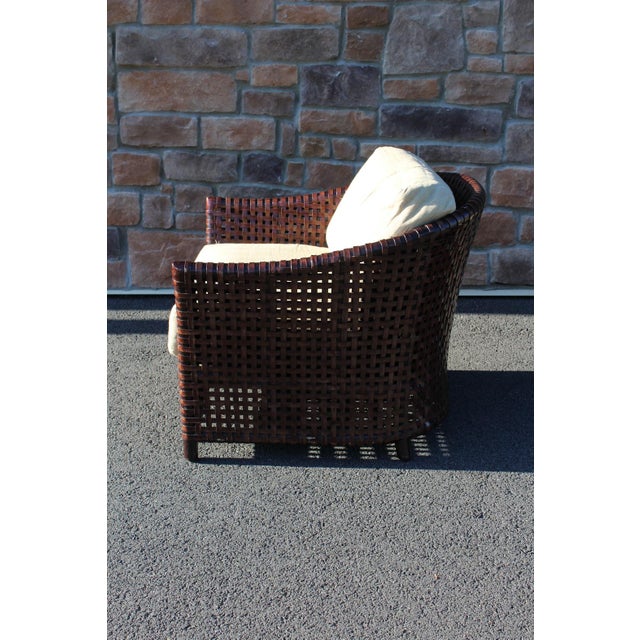 McGuire 1990s McGuire Woven Leather Armchair and Ottoman From the Antalya Collection For Sale - Image 4 of 18