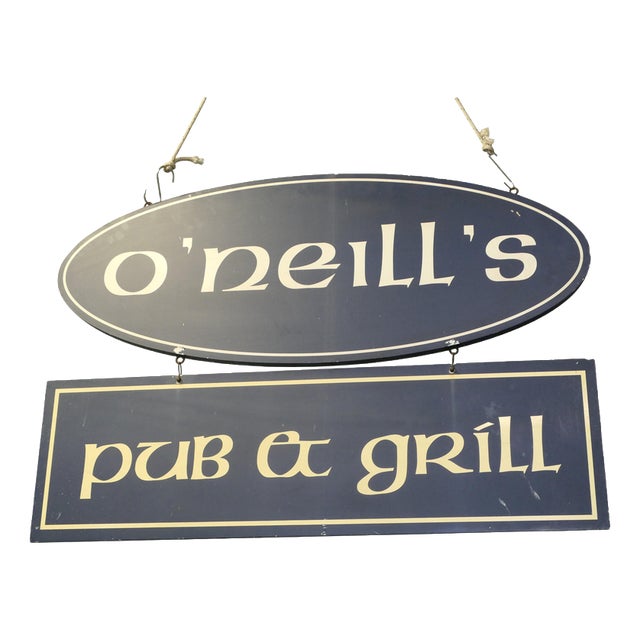 Irish Double-Sided Hanging Oneil's Oneil's Pub & Grill Sign, 1970s For Sale