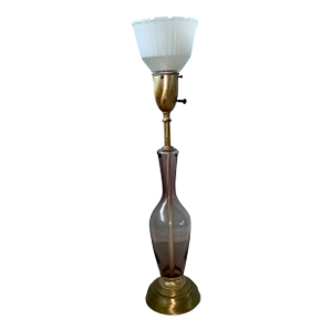 Vintage Pink Glass Table Lamp