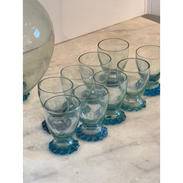 1950s 1950s Murano Style Cordial Glass Set- 10 Pieces For Sale - Image 5 of 7