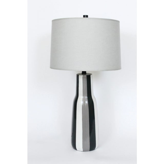 Tall Design-Technics Black, White & Gray Pottery Table Lamp, 1950's For Sale - Image 6 of 13