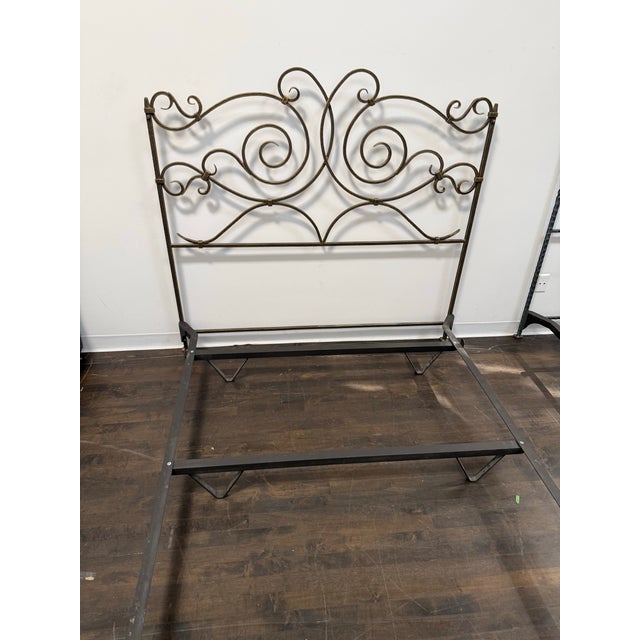 Black Full Size Claudio Rayes Wrought Iron Bed Frame, Model 20 For Sale - Image 8 of 12