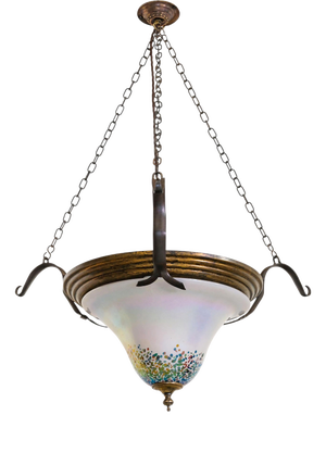 Austrian Art Nouveau Iridescent Glass Frit Pendant Light, 1890s