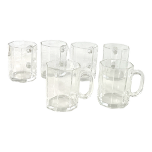 Arcoroc France -Octagon Shaped 8 Ounce Coffee, Mugs- Set of Six