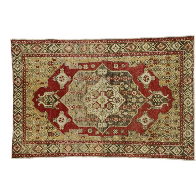 Mid 20th Century Vintage Turkish Oushak Rug 04'00 X 06'00 For Sale