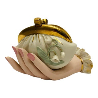 Mid-Century 1950’s Napco Hand Coin Purse Trinket Vase Made in Japan For Sale