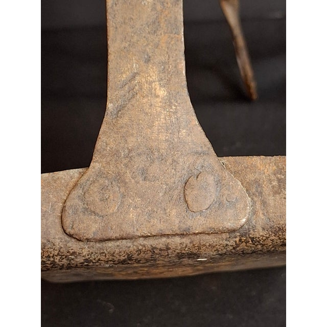 18th C Hand Forged Wrought Iron 4-Wick Fat Lamp Primitive Square Crusie Pick For Sale - Image 10 of 17