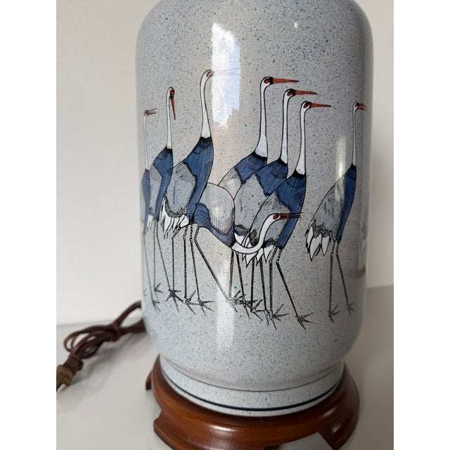 Hollywood Regency Vintage Coastal Hollywood Regency Ceramic Crane Table Lamp For Sale - Image 3 of 11