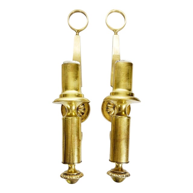 Neoclassical Style Brass Wall Sconces, France, 1960s, Set of 2 For Sale