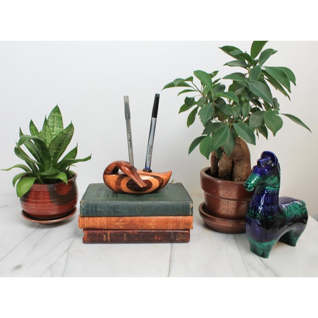 Vintage Hand-Carved Wood Duck Pen or Pencil Holder For Sale - Image 9 of 12