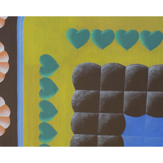 Wood 1968 “Interstate Fabrications” Abstract Oil on Canvas Painting Signed by Artist Steve Redman For Sale - Image 7 of 9