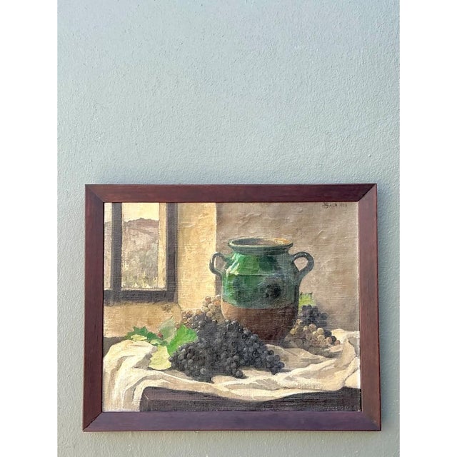 Vintage 1928 Still Life With Green Jug Painting For Sale - Image 11 of 13