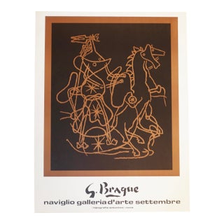 Vintage Mid Modern Georges Braque Serigraph Poster Tipografia Studio Milan 1970's Picasso For Sale