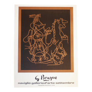 Vintage Mid Modern Georges Braque Serigraph Poster Tipografia Studio Milan 1970's Picasso