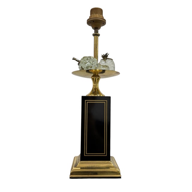 Hollywood Regency Table Lamp with Glass Fruit from Maison Charles, France, 1970s For Sale - Image 9 of 10