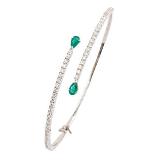Natural emerald 0.45cts & diamond 1.08cts bracelet in 18k gold For Sale