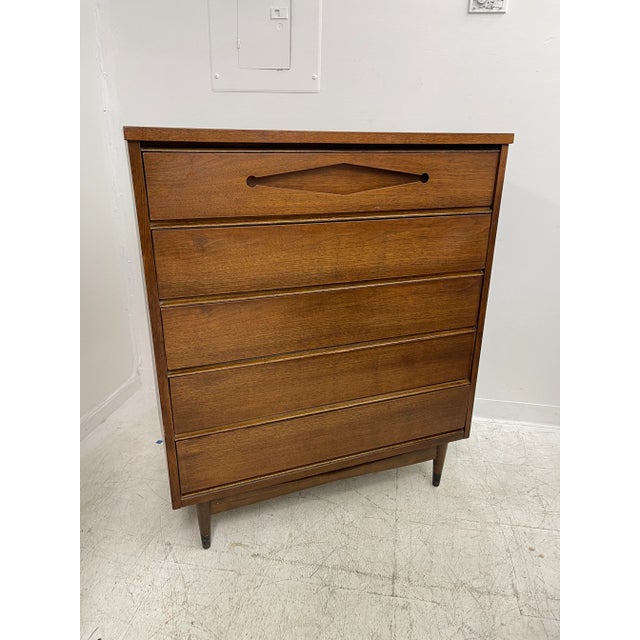 Vintage Mid Century Modern Walnut Dresser Dovetail Drawers Dimensions. 36 W ; 43 H ; 19 D