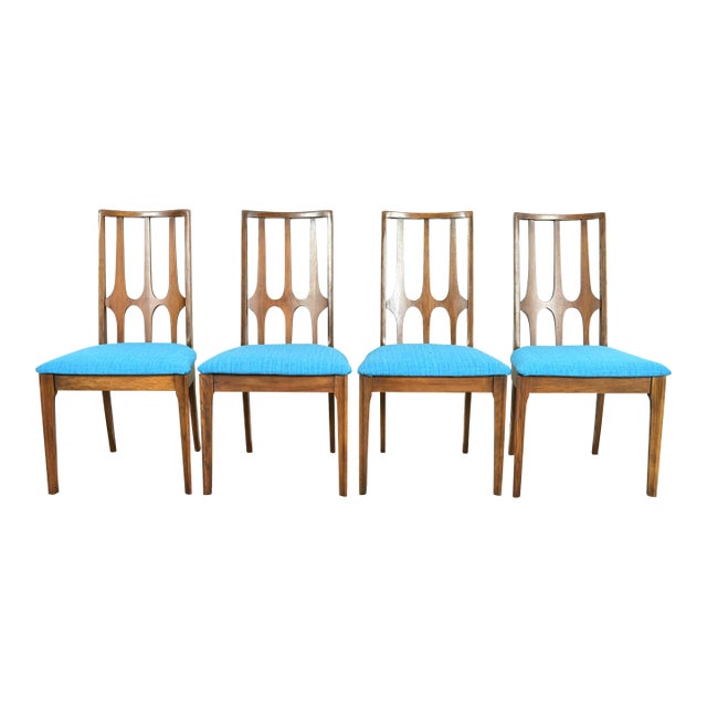 Broyhill Brasilia Mid-Century Modern Sculpted Walnut Dining Chairs, Set of Four For Sale