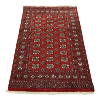 Bokhara Rug 4’1” X 6′ Red Wool Tribal Hand-Knotted Oriental Carpet For Sale