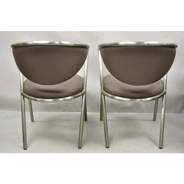 Brown Vintage Brueton Mid Century Modern Tubular Steel Cat Eye Lounge Chairs - A Pair For Sale - Image 8 of 12