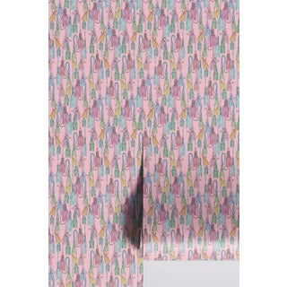 Tassel Trellis Grasscloth Wallpaper by House Party | Patina Pink | 6 Yards For Sale