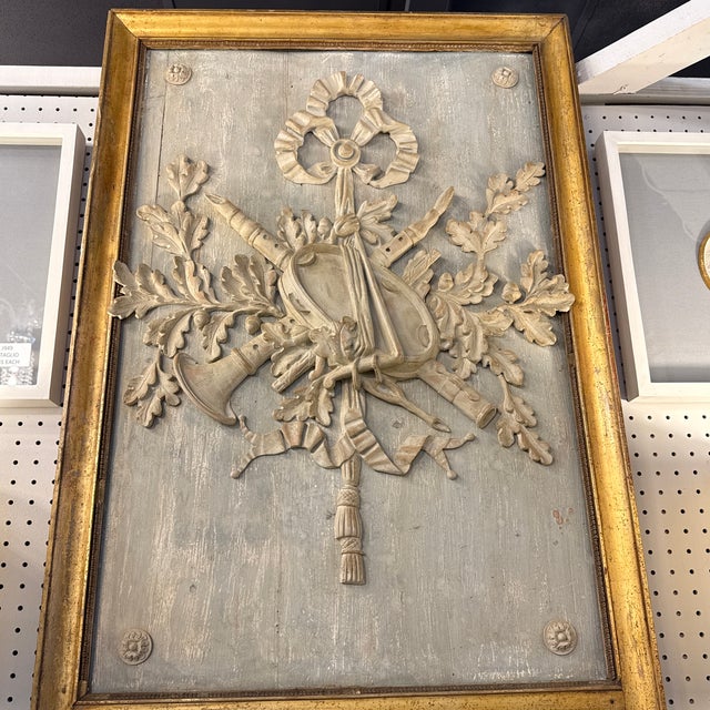 French 19th. C French Louis XVI Musical Attr. Trumeau Mirror For Sale - Image 3 of 8