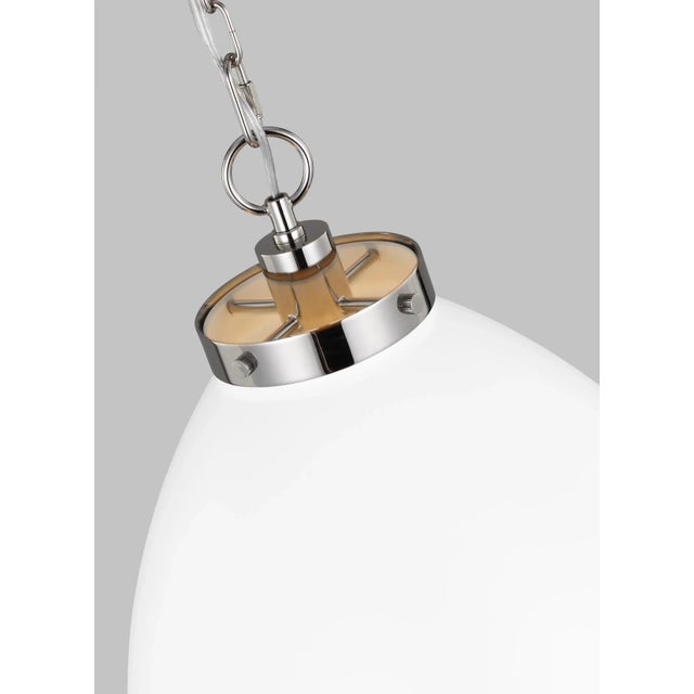 Chapman & Myers by Visual Comfort Studio Wellfleet Large Dome Pendant, Matte White & Polished Nickel For Sale - Image 4 of 6