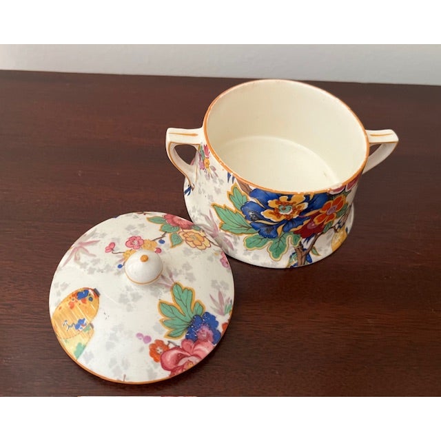 1920s Crown Ducal Porcelain Sugar and Creamer Set England For Sale - Image 9 of 11