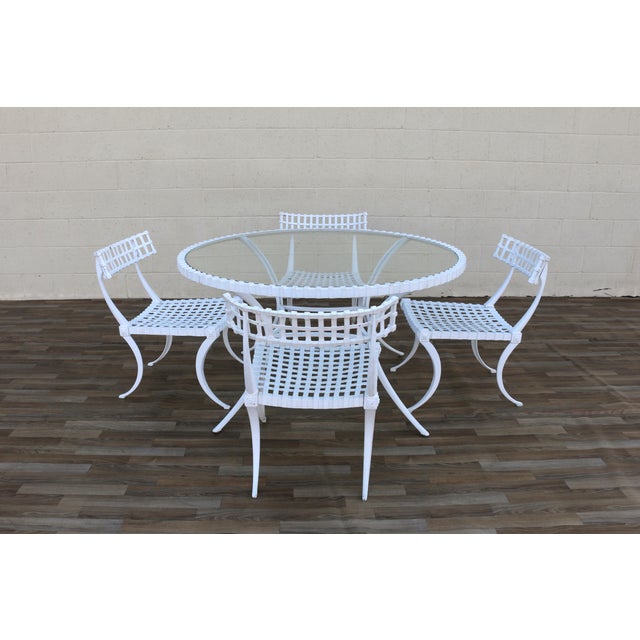 Thinline Mid Century Thinline Aluminum Klismos Outdoor Dining Set, Table & 4 Chairs, California 1960s For Sale - Image 4 of 18