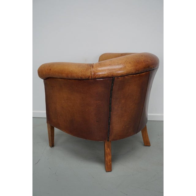 Vintage Dutch Cognac Leather Club Chair For Sale - Image 5 of 15