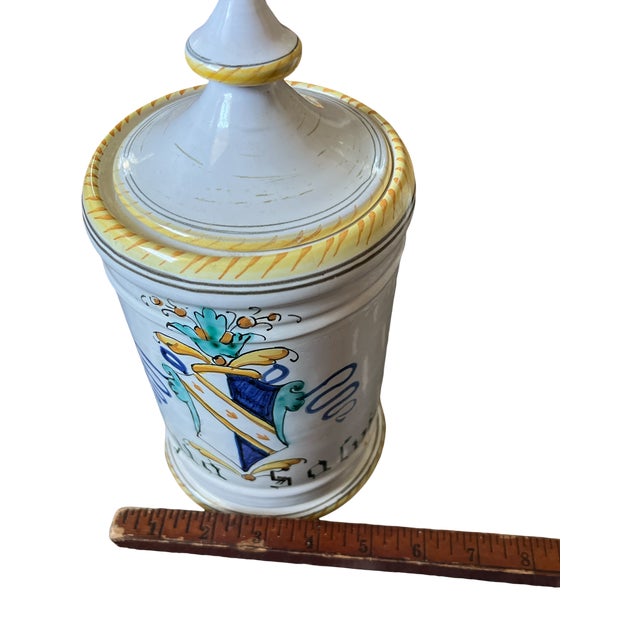 1960s Set of 3 Italian Majolica Apothecary Jars – Aqua Anisi, Rosmarinus & Aqua Salvia For Sale - Image 9 of 11